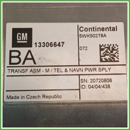 Centralina Alimentazione Telefono Navigatore CONTINENTAL 5WK50278A OPEL ASTRA P10 1.7 13306647 2009 2015