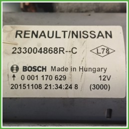 Motorino Avviamento BOSCH 0001170629 NISSAN PULSAR C13M 2330000Q2C