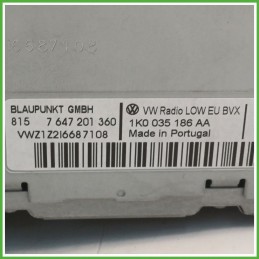 Autoradio VOLKSWAGEN PASSAT 3C 1.4 16V TSI 1K0035186A 2005 2010 BLAUPUNKT 7647201360