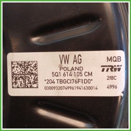 Servofreno Pompa Freni Depressore TRW 204-TBGCI76F1D0 AUDI A3 8V 2.0 TDI 5Q1614106P