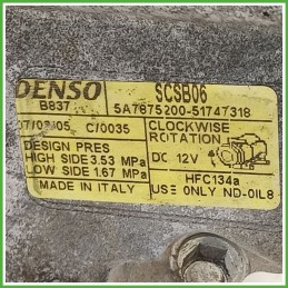 Compressore Clima AC Aria Condizionata DENSO SCSB06 FIAT PUNTO 2U 71797201
