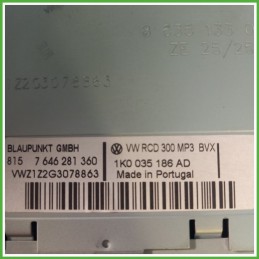 Autoradio VOLKSWAGEN TOURAN 1T 2.0 1K0035193C 2003 2010 BLAUPUNKT 7646281360