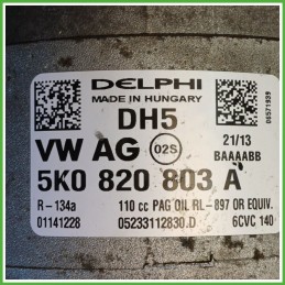 Compressore Clima AC Aria Condizionata DELPHI 6CVC-140 VOLKSWAGEN POLO 6R 1K0820808F