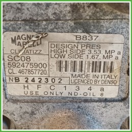 Compressore Clima AC Aria Condizionata MAGNETI MARELLI SC08 FIAT PUNTO 1N/1P 46785772