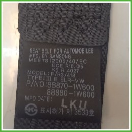 Cintura di Sicurezza Anteriore Destro DX (Lato Passeggero) KIA RIO 3a Serie 1.1 888801W600HCS 2015 2017