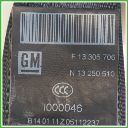Cintura di Sicurezza Anteriore Destro DX (Lato Passeggero) OPEL MERIVA S10 1.4 13344210 2010 2016 TRW 34040559