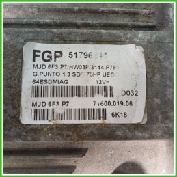Centralina Motore Iniezione ECU MAGNETI MARELLI MJD6F3.P7 FIAT GRANDE PUNTO 2Y 1.3 MJT 55kw 51796241 2005 2008