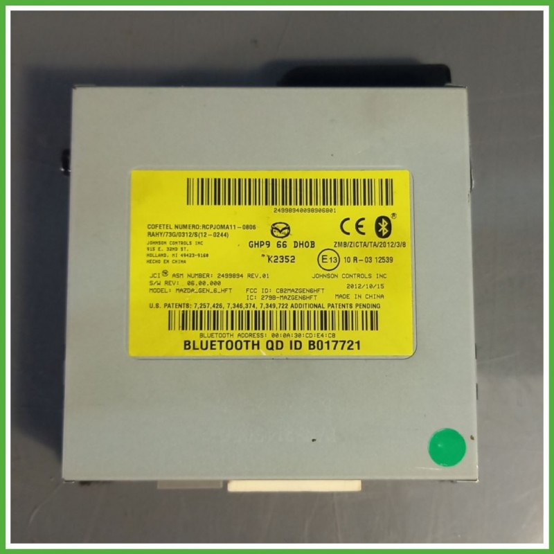 Bluetooth MAZDA Mazda 6 3a Serie 2.2 GHP966DH0B 2013 2016 JOHNSON CONTROLS 2499894