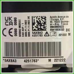 Airbag Guidatore Sinistro SX PEUGEOT 408 98408609ZD 2022 AUTOLIV 6541003EQD