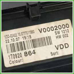 Quadro strumenti contachilometri tachimetro VDO 1T0920864 VOLKSWAGEN TOURAN 1T 1.6 1T0920861XZ01