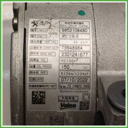 Compressore Clima AC Aria Condizionata VALEO T994898A PEUGEOT 408 9847930480
