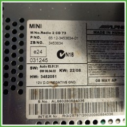 Autoradio MINI MINI R56 1.6 16V 65123455681 2006 2010 ALPINE 345363401