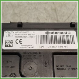Body Computer Centralina Modulo BCM BSI CONTINENTAL A2C86184600 RENAULT CLIO 4a Serie 284B11867R 2012 2016