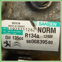 Compressore Clima AC Aria Condizionata SANDEN SD7C16 PEUGEOT 3008 9825868180