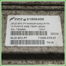 Centralina Motore Iniezione ECU MAGNETI MARELLI MJD6F3.P7 FIAT GRANDE PUNTO 2Y 1.3 MJT 55kw 51806498 2005 2008