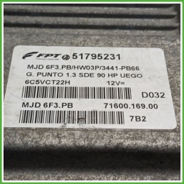 Centralina Motore Iniezione ECU MAGNETI MARELLI MJD6F3.PB FIAT GRANDE PUNTO 2Y 1.3 MJT 66kw 51832290 2005 2008