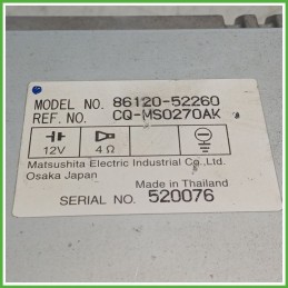 Autoradio TOYOTA YARIS VERSO 1.3 16V 8612052160 2003 2007 TOYOTA CQ-MS0270AK