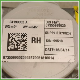 Cintura di Sicurezza Anteriore Destro DX (Lato Passeggero) FIAT 500L 73 1.3 MJT 735599502 2012 2018 TRW 33052211