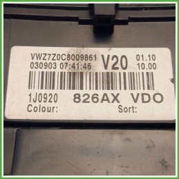 Quadro strumenti contachilometri tachimetro VDO 110.280.131/002 VOLKSWAGEN GOLF 1J 1.6 16V 1J0919860DX