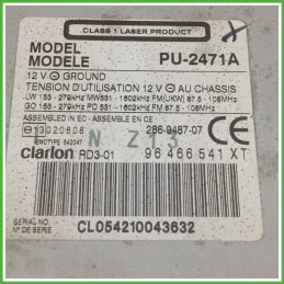 Autoradio PEUGEOT 307 2.0 6564N6 2001 2006 CLARION RD3-01