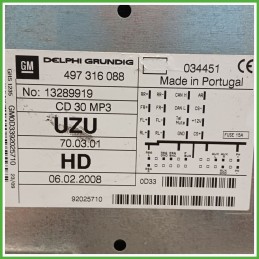 Autoradio OPEL CORSA S07 1.3 16V 13289919 2006 2011 DELPHI 497-316088