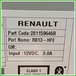 Autoradio RENAULT KADJAR 1.5 dCi 281159646R 2015 2018 VISTEON VPFRNF19C