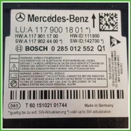 Centralina Airbag BOSCH 0285012552 MERCEDES-BENZ Classe GLA X156 A1179001802 2014 2017