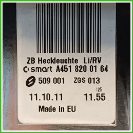 Fanale Fanalino Posteriore Sinistro SX SCHEFENACKER 509001 SMART FORTWO A/C451 A4518200164CJ4A Usato