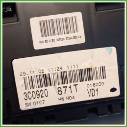 Quadro strumenti contachilometri tachimetro VDO A2C53329720 VOLKSWAGEN PASSAT 3C 2.0 TDI 3C0920871T