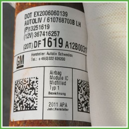 Airbag Laterale Sinistro SX OPEL ASTRA P10 1.4 610768700B 2009 2015 AUTOLIV