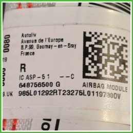 Airbag Laterale Destro DX DACIA SANDERO 3a serie dal 06/2022 3a serie 985L01292R 2022 AUTOLIV 648756500