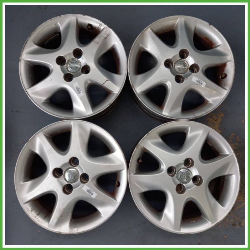 Cerchi in Lega TOYOTA COROLLA 5p (dal 01/2002 al 09/2004) 16 pollici 16" 6.0J 4x100 ET 45 4pz originali usati