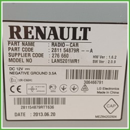 Autoradio RENAULT CAPTUR 1.5 dCi 281154879R 2013 2017 RENAULT 281154879R