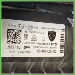 Faro Fanale Proiettore Destro DX Valeo R8MVHLEMC00 Peugeot 508 2 Serie 9853894380 2023 Originale Usato