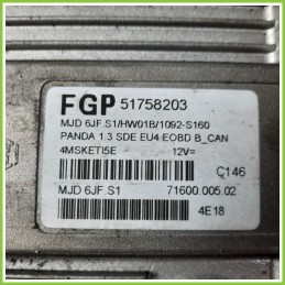 Centralina Motore Iniezione ECU MAGNETI MARELLI MJD6JF.S1 FIAT PANDA 2Q 1.3 MJ 16V DYNAMIC 51758203 Diesel 2003 2010