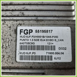 Centralina Motore Iniezione ECU MAGNETI MARELLI MJD6JF.P3 FIAT PUNTO CLASSIC 2U 1.3 MJT 55195817 Diesel 2007 2011