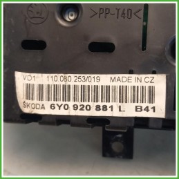 Quadro strumenti contachilometri tachimetro Vdo 110.080.253/019 Skoda Fabia 6Y2 1.4 16v. 6Y0920861MKD0 2004-2007