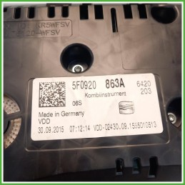Quadro strumenti contachilometri tachimetro Vdo A2C53427456AR Seat Leon 5F1 1.6 TDi 16v. 5F0920863A 2013-2016