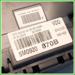 Quadro strumenti contachilometri tachimetro Vdo Volkswagen Golf Plus 2 Serie 2.0 TDi 16v. 5M0920870B 2009-2013