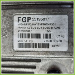 Centralina Motore Iniezione ECU MAGNETI MARELLI IAW6JF.P3 FIAT PUNTO 2U 1.3 MJT 16V 551955817 Diesel 2003 2007