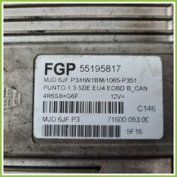 Centralina Motore Iniezione ECU MAGNETI MARELLI MJD6JF.P3 FIAT PUNTO 2U 1.3 MJT 16V 55195817 Diesel 2003 2007