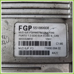 Centralina Motore Iniezione ECU MAGNETI MARELLI MJD6JF.P3 FIAT PUNTO 2U 1.3 MJT 16V 55186608 Diesel 2003 2007