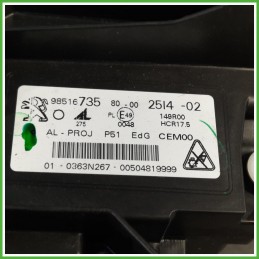 Faro Fanale Proiettore Destro DX Automotive Lighting 275275S Peugeot 308 3 Serie 2021 9839286180 Originale Usato