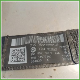 Cintura di Sicurezza Anteriore DX Volkswagen Passat 6 Serie 1.6 TDi 16v. 3C1857706RRAA 2010-2014 Trw 34032207B