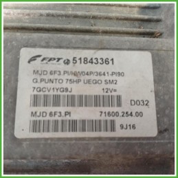 Centralina Motore Iniezione ECU Magneti Marelli MJD6F3.PI Fiat Grande Punto 1.3 Multijet 16v. 51843361 Gasolio 2009-2013