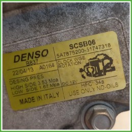 Compressore Clima AC Aria Condizionata Denso SCSB06 Fiat Panda 3 Serie 52060461 2012-2020