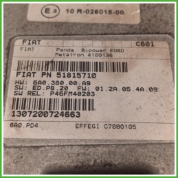 Centralina Motore Iniezione GAS Metatron 4100136 Fiat Panda 2 Serie 1.2 Natural Power 51815710 Metano 2006-2009