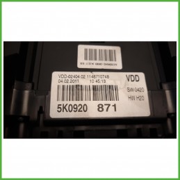 Quadro Strumenti Vdo A2C53345492 Volkswagen Golf 6 Serie 1.4 TFSi 16v. 5K0920870B 2008-2012