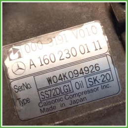 Compressore Clima AC Aria Condizionata Calsonic SS72DLG1 Smart Fortwo Cabrio 450 A1602300111 2003-2007