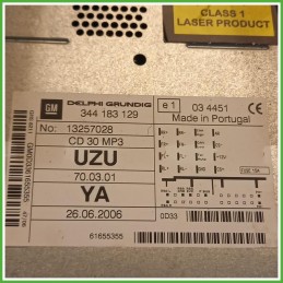 Autoradio Opel Corsa D 1.2 16v. 13257032 2006-2010 Delphi 344183129